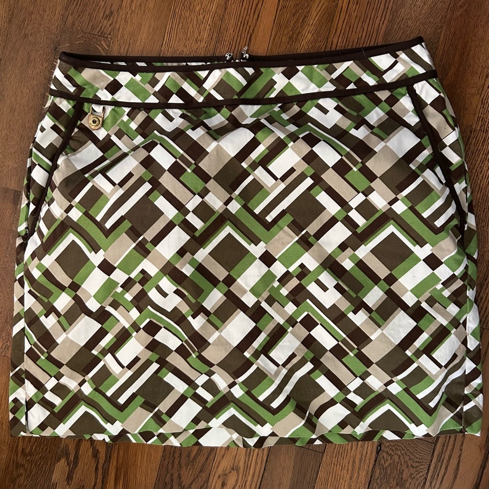 Women’s Liz Claiborne Stretch Green & Brown Skort Size 8